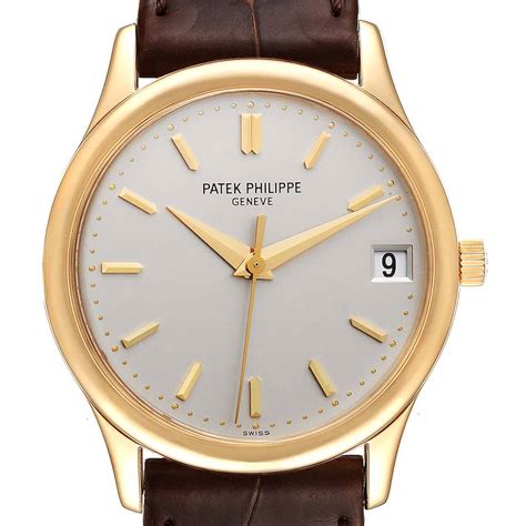 Patek Philippe Calatrava Yellow Gold White Dial Mens Watch 